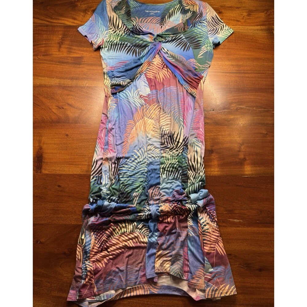 Soft Surroundings Womenโs Tropical Palm Leaf Twist Front Maxi Dress S Resortwear